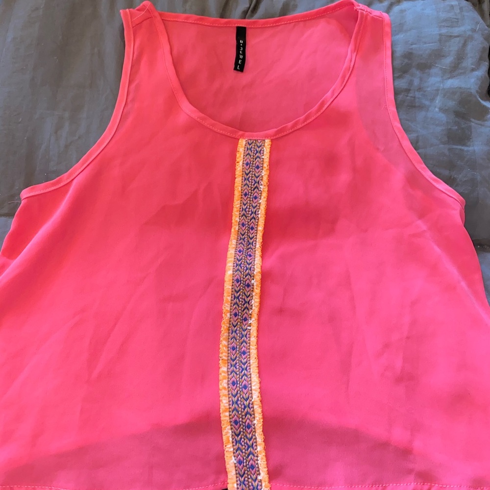 Pink and tribal print tank top
